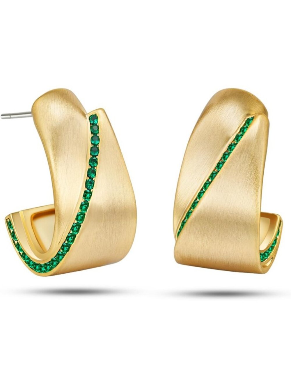 Chunky Gold Plated Twisted Hoop Earrings with CZ | Vintage Bohemian Statement